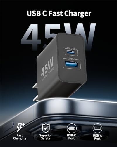 iPhone 18 Pro/18 Pro Max/Duo/18/17/16 Charger, 2Pack 45W Fast USB C Charger - color: Black, size: 10FT