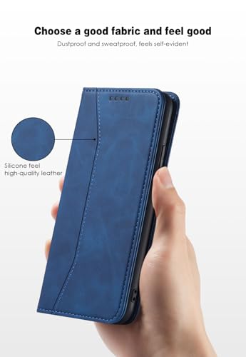 Asuwish Flip Wallet Phone Case for Samsung Galaxy A17 5G with Tempered Glass Screen Protector Magnetic Closure Folio Cover Credit Card Holder Slot Stand Cell Accessories A 17 17A 4G Women Men Blue - color: Blue