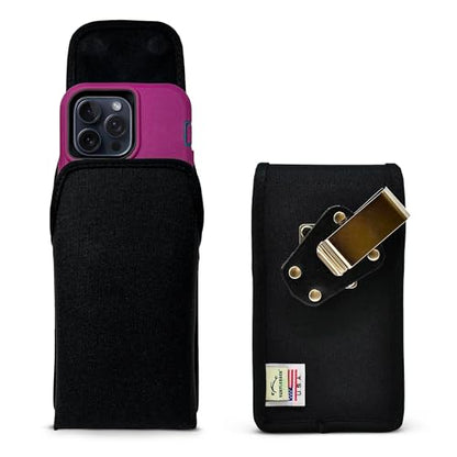 Turtleback Belt Clip for iPhone 16 Pro Max, 15 Pro Max, 14 Pro Max -Large- Fits w/Defender Bulky Style Cases - Premium Black Nylon, Vertical Belt Holder, Magnetic Closure HD Rotating Belt Clip - color: Vertical - Nylon w/ HD Clip, size: Large
