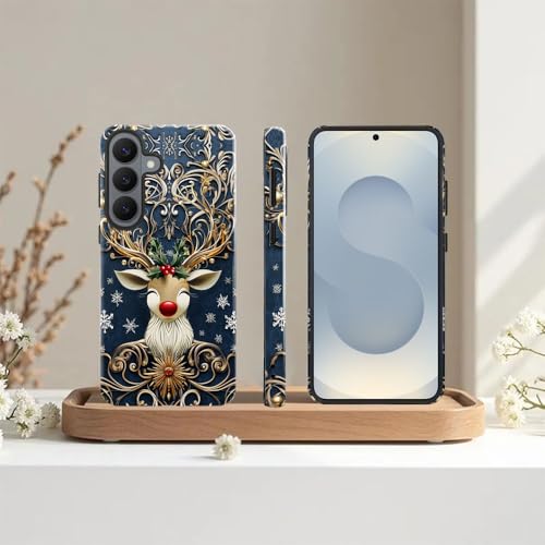 Case for Samsung Galaxy S26,Camera Protection Soft Glossy Phone Case - Christmas Reindeer Golden - color: Christmas Reindeer Golden, size: Samsung Galaxy S26