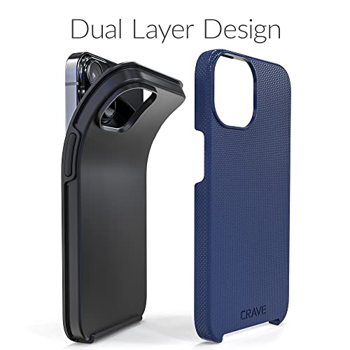 Crave Dual Guard for iPhone 14, Shockproof Protection Dual Layer Case for Apple iPhone 14 (6.1") - Navy - color: Navy
