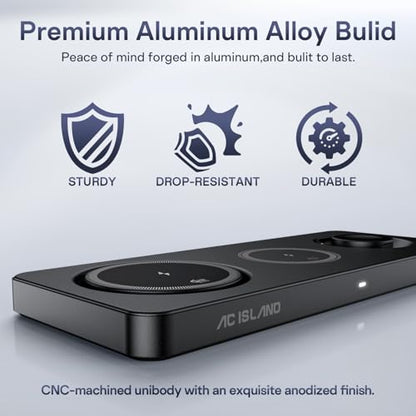 AC ISLAND 5-in-1 Wireless Charger for MagSafe, 25W Foldable Magnetic Stand - color: Black