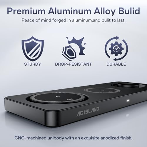 AC ISLAND 5-in-1 Wireless Charger for MagSafe, 25W Foldable Magnetic Stand - color: Black