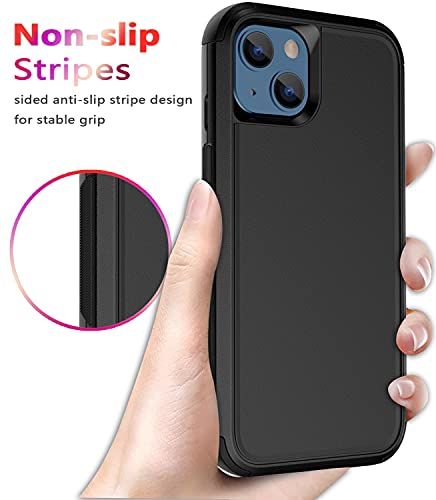 Diverbox for iPhone 13 Case [Shockproof] [Dropproof] [Dust-Proof],Heavy Duty Protection Phone Case Cover for Apple iPhone 13 (Black) - color: 13-Black