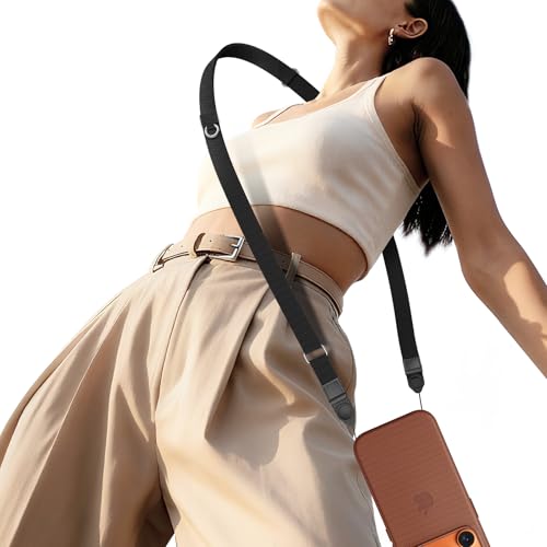 TiMOVO Phone Lanyard Crossbody for iPhone 17 Series Case, Adjustable Anti-Theft Phone Strap with Quick Release Buckle - color: Black
