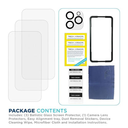 Tech Armor Screen Protector for iPhone 16 Pro Max, Ballistic Glass, 3-Pack - size: iPhone 16 Pro Max-6.9 Inch