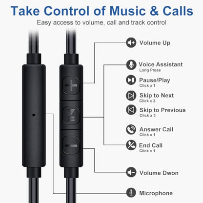 Joysico Wired Open Ear Headphones Over Ear Earbuds w Mic and Volume Control