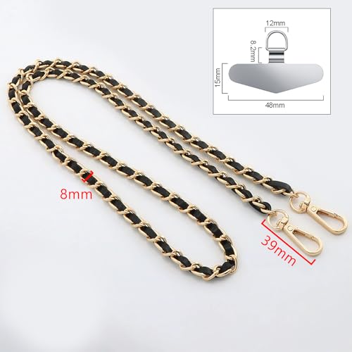 TENOC Universal Metal Phone Wrist Strap/Crossbody Chain - color: C-black