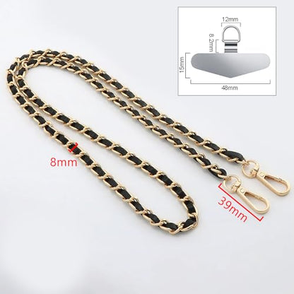 TENOC Universal Metal Phone Wrist Strap/Crossbody Chain - color: C-black