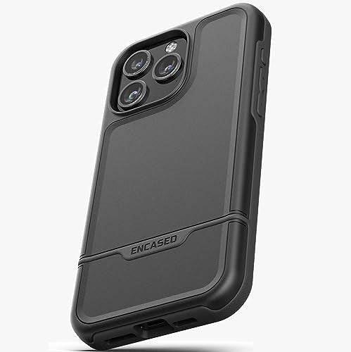 ENCASED Shockproof Case Compatible with iPhone 16 - Ultra Protective Heavy Duty Magnetic Phone Cover, Rebel Series (Black, iPhone 15 Pro) - color: Black, size: iPhone 15 Pro
