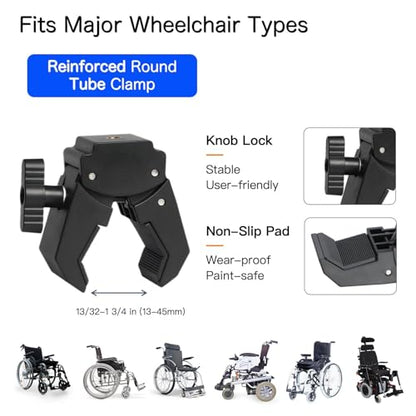 Wheelchair Magnetic Phone Holder - Adjustable Gooseneck with Angle Lock, Compatible with iPhone 16/15/14/13/12 Pro Max Series, iPad & Magnetic Phone Cases (12 Inch)