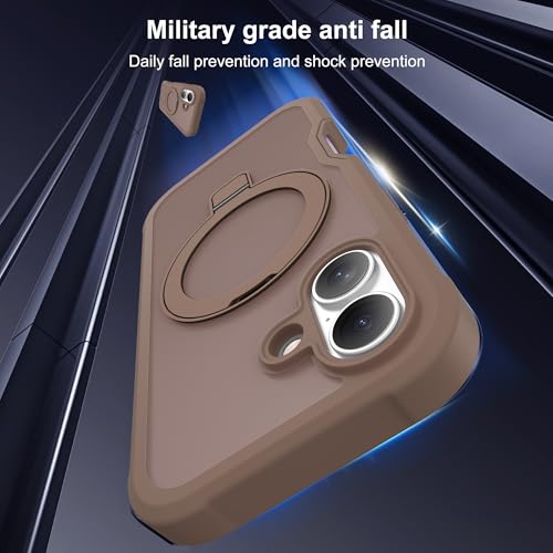 Compatible with iPhone 16 Case with Magnetic Ring Stand [Compatible with Mag-Safe] [Built-in Screen Protector] Military-Grade Drop Protection Matte Translucent Phone Case, Desert Brown - color: Desert Brown, size: Iphone 16