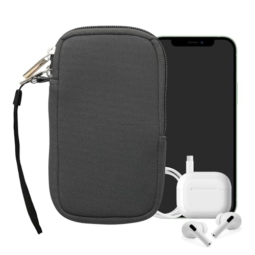 kwmobile Universal Phone Pouch Size M - 5.5" - Neoprene Smartphone Pouch with Zip - Water-Repellent Mobile Phone Case - Sleeve in Grey - color: grey, size: M - 5.5"