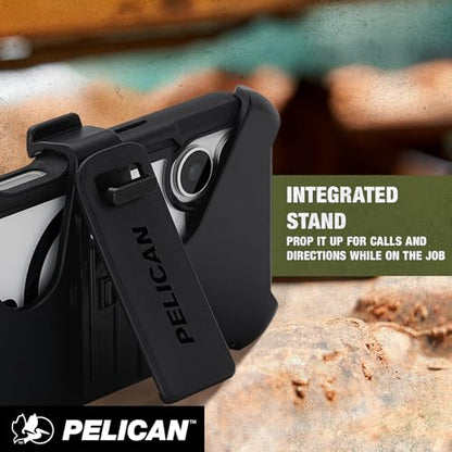 Pelican Voyager iPhone 17 Case - Rugged MagSafe Phone Case - Black/Clear | Magnetic Phone Case w/24ft Military Grade Drop Protection - Phone Cover w/ Belt Clip Holster Kickstand for iPhone 17 - color: Black/Clear, style: iPhone 17