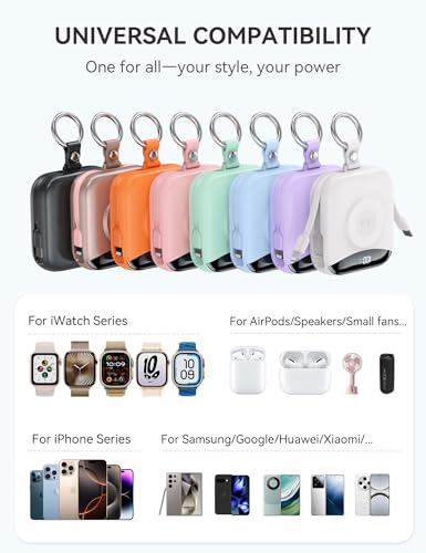 citicr Portable Charger 10000mAh w/Built-in Cables & iWatch Charger Green - color: Green