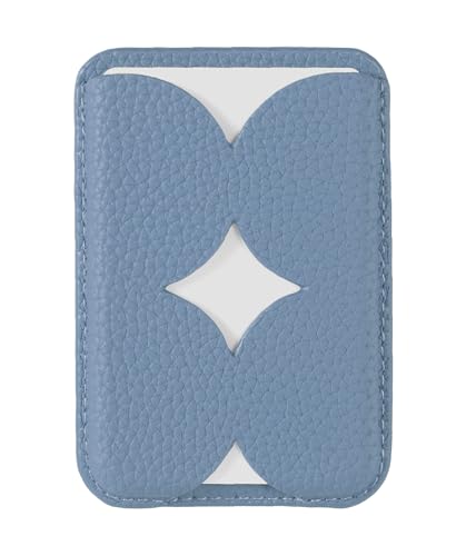 Luner - Leather Magnetic Card Wallet Compatible with Magsafe - for iPhone 17, 16, 15, 14, 13, 12 series - Holds 2 cards - Made of Vegan Leather - Frost Blue - color: Frost Blue, style: Classic