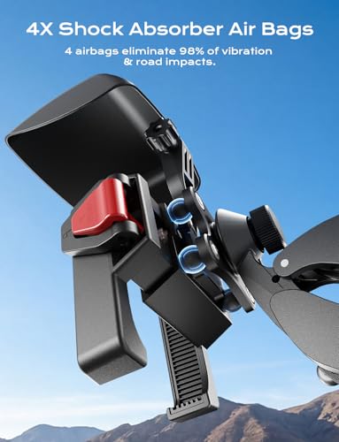 Motorcycle Phone Mount-1s Auto Lock & Vibration Dampener, Anti-Shake Handlebar Cell Phone Clamp - Camera Friendly, 360° Rotation Motorcycle Bike Phone Holder for iPhone / Samsung, 4.7-7.2" Smartphones - style: Sun Visor