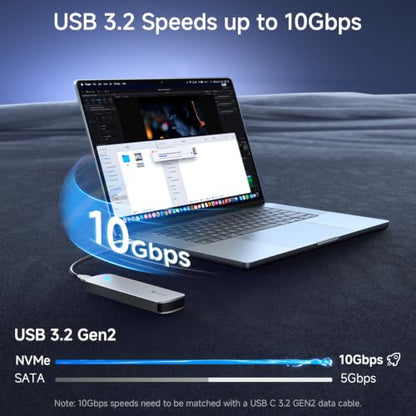 Yottamaster M.2 NVMe SATA SSD Enclosure, USB 3.2 Gen 2 10Gbps Adapter - color: Silver, size: USB-C Cable