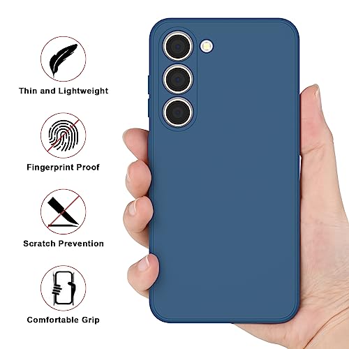 Vanjua Case for Samsung Galaxy S23 (Only), Stylish Liquid Silicone Slim Full-Body Protective Cover Compatible with Samsung Galaxy S23 5G 6.1 Inch Phone Case (Navy Blue) - color: Navy Blue
