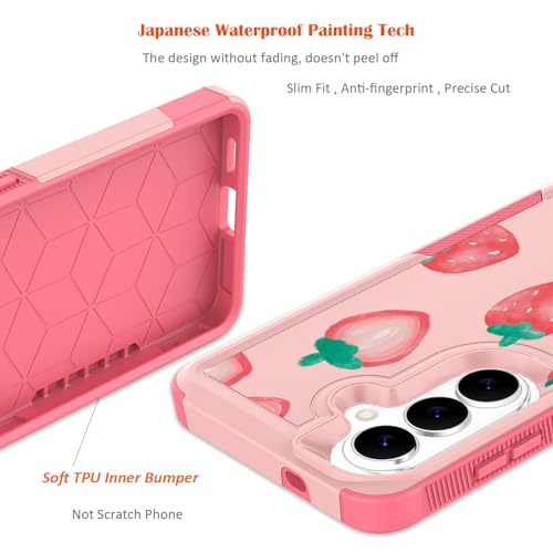 for Samsung Galaxy S26 5G Case: Cute Flowers Floral Design for Girls Women Slim Soft TPU Bumper Shockproof Silicone Cell Phone Cover (Strawberry) - color: Strawberry