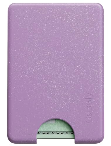 Casely MagWallet | Lavender Waves | Purple Shimmer | Slim Wallet Card Holder | Compatible with MagSafe | Soft-Touch Hard Silicone | Holds Up to 3 Cards - color: Lavender Waves | Purple Shimmer