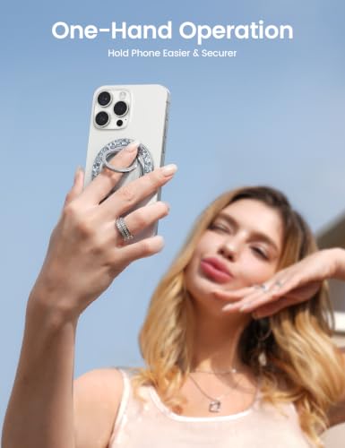 Lamicall Magnetic Phone Ring for MagSafe, Super Magnet Glitter Silver Grip - color: Pretty Silver