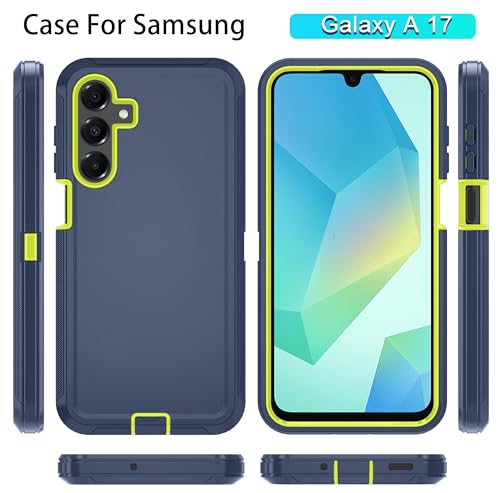 Qinmay Phone Case for Samsung Galaxy A17 5G Case, Galaxy A16 5G Case with HD Screen Protector, Heavy Duty Shockproof 3-Layer Cover Phone Case for Galaxy A17 / A16 ，DarkBlueGreen - color: DarkBlueGreen