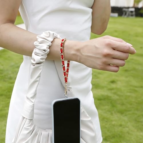 TENOC Universal Metal Phone Wrist Strap/Crossbody Chain - color: W-red