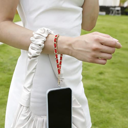 TENOC Universal Metal Phone Wrist Strap/Crossbody Chain - color: W-red