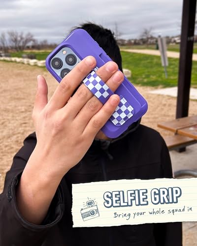 Smartish Phone Grip Loop with Kickstand, Prop Tart, Adhesive Strap, Checker - color: Checkerboard
