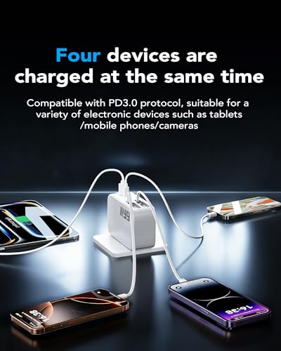 4 in 1 Retractable Charger for iPhone 18 Pro, 66W Phone Charger Wall Plug