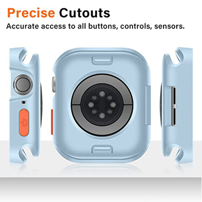 Amizee Rugged Case Compatible with Apple Watch Case Series 9/8/7 45mm SE 3/2/1 Series 6/5/4 44mm, Soft TPU Shockproof Bumper Drop Proof Protective Cover Compatible with iWatch - Light Blue - color: Light Blue, size: 44mm/45mm