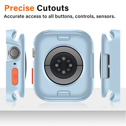 Amizee Rugged Case Compatible with Apple Watch Case Series 9/8/7 41mm SE 3/2/1 Series 6/5/4 40mm, Soft TPU Shockproof Bumper Drop Proof Protective Cover Compatible with iWatch - Light Blue - color: Light Blue, size: 40mm/41mm