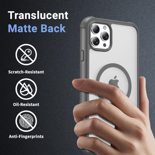 jaroco Magnetic for iPhone 11 Pro Max Case Heavy Duty Protection Gray | Compatible with MagSafe,Military Grade Drop Protection,Translucent Matte,Non-Slip,Shockproof 2-Layer Durable Bumper Case - color: Gray, size: iPhone 11 Pro Max