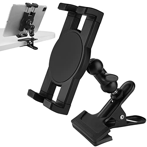 Mippko Tablet Holder Clip Clamp Stand for Desk/Table/Countertop/Easel/Shelf/Chair,Compatible with 7~12.9" iPad/Nexus/LG G Pads/e-Reader/Switch,360° Adjustable Aluminium Alloy Arm Metal Mount - style: Tablet Holder