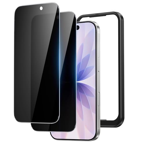 NIMASO for iPhone 17 Screen Protector Privacy 6.3-Inch, 2 Pack 9H Hardness Anti-Spy Tempered Glass Military Grade Shatterproof, Anti-Scratch, with Easy Installation Tool - size: iPhone 17 6.3 inch