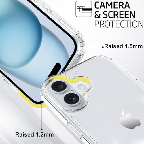 TENOC Phone Case Compatible with iPhone 16, Clear Case Anti-Yellowing Protective Bumper Hard Back Cover for 6.1 Inch - color: Clear Anti-Yellowing, size: iPhone 16