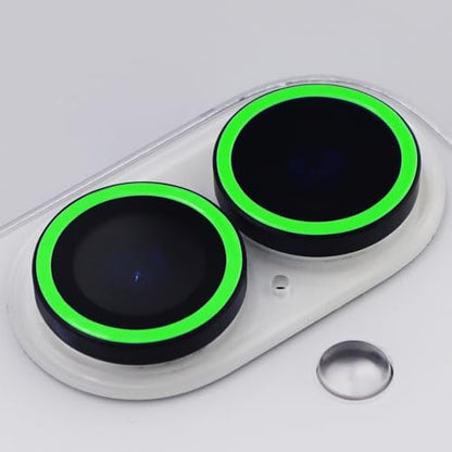 Luminous Camera Lens Protector for iPhone 16/16 Plus Individual Metal Ring Tempered Glass Glow in The Dark Lens Cover (2PCS) (Green, for iPhone 16/16 Plus) - color: Green