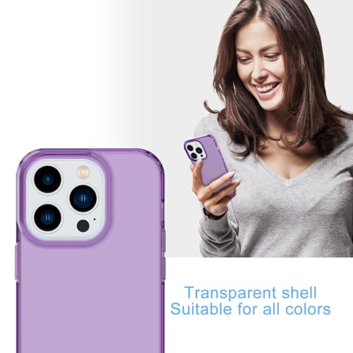 Phone Case for iPhone 14 Pro Clear, [Crystal Clear][Non-Yellowing] Slim Shockproof Reinforced Drop Protective Flexible TPU Back Cover Phone Case for iPhone 14 Pro Protective Case(Purple) - color: Purple