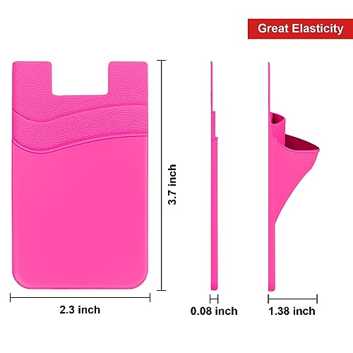 Senose Phone Wallet, 3 Pack Phone Card Holder Stick On Back of Cellphones - color: Rose Red*3