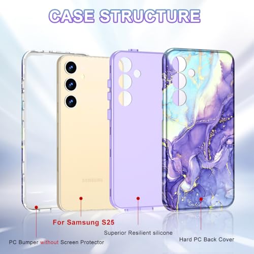 Btscase for Samsung Galaxy S25 Case, [Military Grade Drop Tested] Marble Pattern Design Slim Rugged Shockproof Women Girls Men Protective Anti-Scratch Cover, Cobalt Violet - color: Cobalt Violet, size: Samsung Galaxy S25