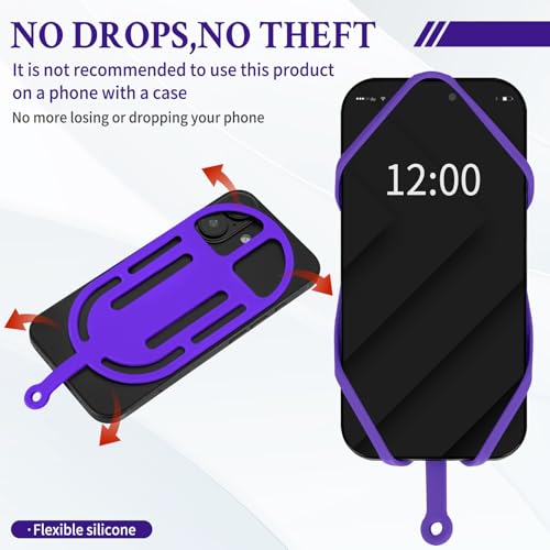 HOTEMIA Silicone Phone Lanyard Holder with Carabiner, Universal Phone Strap,Anti-Theft Phone Case with retractable tether - color: Purple