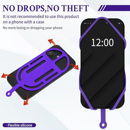HOTEMIA Silicone Phone Lanyard Holder with Carabiner, Universal Phone Strap,Anti-Theft Phone Case with retractable tether - color: Purple