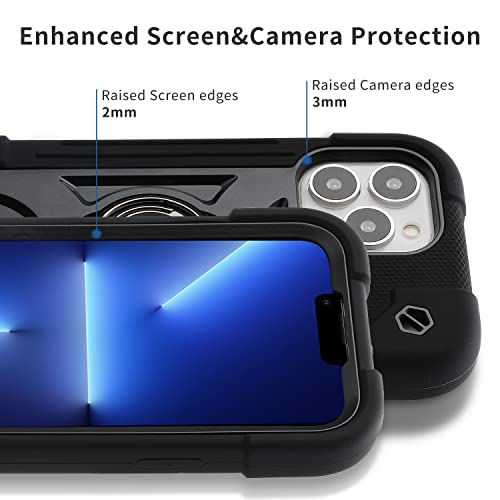 MARKILL Compatible with iPhone 13 Pro Max Case 6.7 Inch with Ring Stand, Heavy-Duty Military Grade Shockproof Phone Kids Cover for iPhone 13 Pro Max Black - color: Black, size: iPhone 13 Pro Max 6.7"