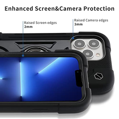 MARKILL Compatible with iPhone 13 Pro Max Case 6.7 Inch with Ring Stand, Heavy-Duty Military Grade Shockproof Phone Kids Cover for iPhone 13 Pro Max Black - color: Black, size: iPhone 13 Pro Max 6.7"