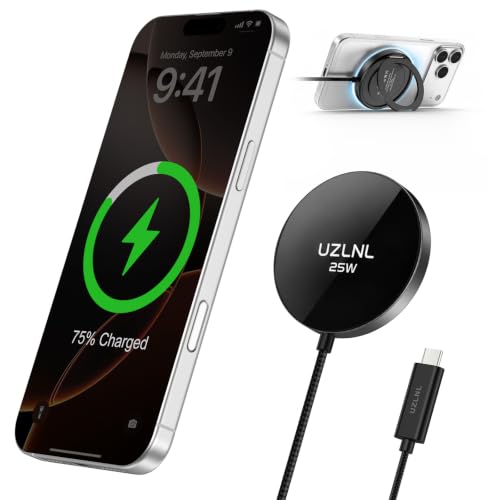 25W Magnetic Wireless Charger, Fast Wireless Charging Pads with Kickstand,MagSafe Charger for iPhone 18/17/16/15/14/13/12 Series & AirPods 5/4/3/2/Pro, Samsung S26 S25 Series, Pixel 10 - size: 1 Pack