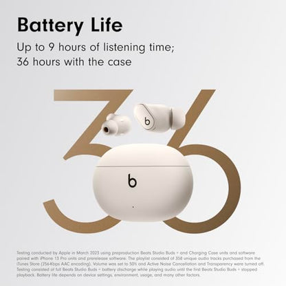 Beats Studio Buds + | True Wireless Noise Cancelling Earbuds, Enhanced Apple & Android Compatibility, Built-in Microphone, Sweat Resistant Bluetooth Headphones, Spatial Audio - Ivory - color: Ivory, style: Standalone