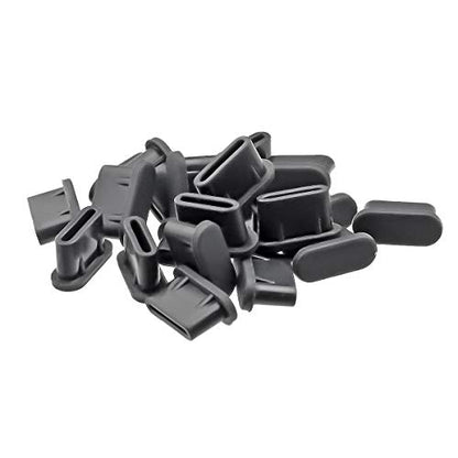 Type C Silicone Protectors Cap Port Cover, Black, Pack of 20