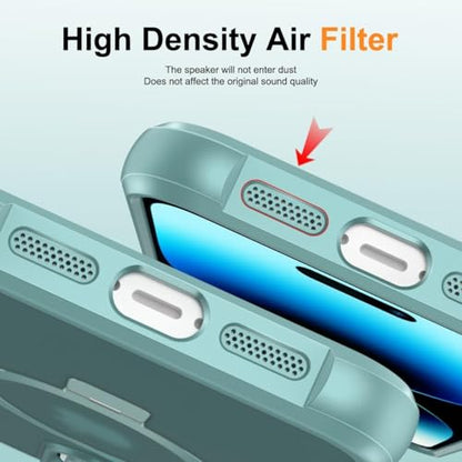 CHAOFEnG Magnetic Compatible with iPhone 14 Pro Max Case with Stand [Military Grade Drop Tested][Compatible with Magnet] Ring Translucent Slim Hard Back Soft Edge, Teal Green - color: Teal Green, size: iPhone 14 Pro Max