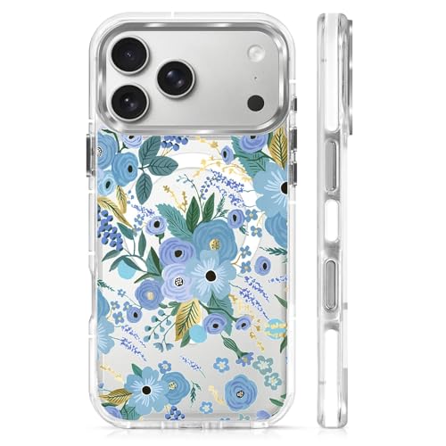 VisEnt Clear Case for iPhone 17 Pro Max, Magnetic Phone Case, Transparent Slim Cover, Military Grade Protection, Shockproof, Anti-Yellowing, Scratch Resistant, Blue Floral - color: Blue Floral, size: Iphone 17 Pro Max